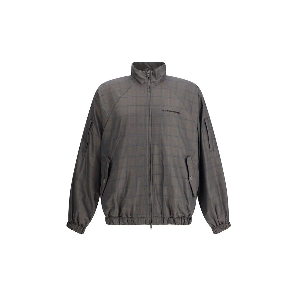 Balenciaga Zipped Jacket with Brown and Blue checked motif - 1 - Track Jackets