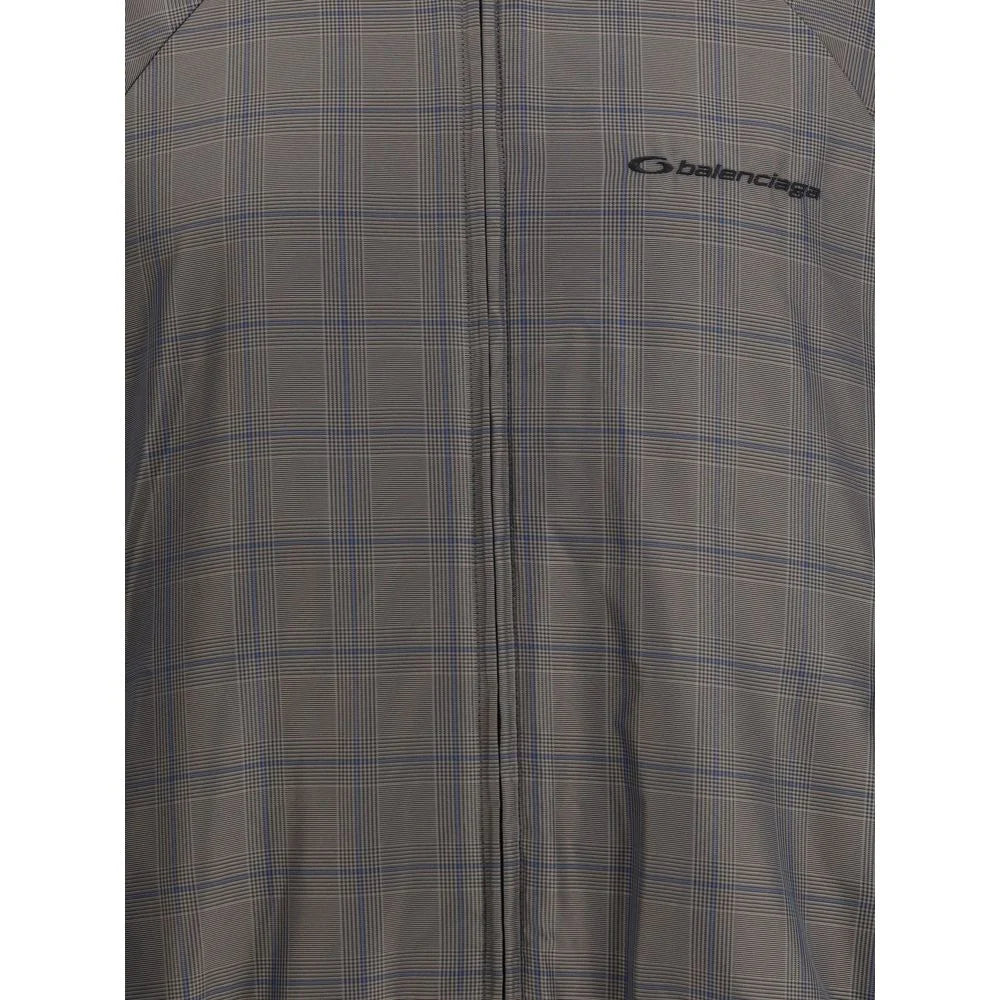 Balenciaga Zipped Jacket with Brown and Blue checked motif - 1 - Track Jackets