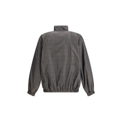 Balenciaga Zipped Jacket with Brown and Blue checked motif - 1 - Track Jackets