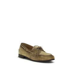 Beżowe loafersy Bally z skóry byka