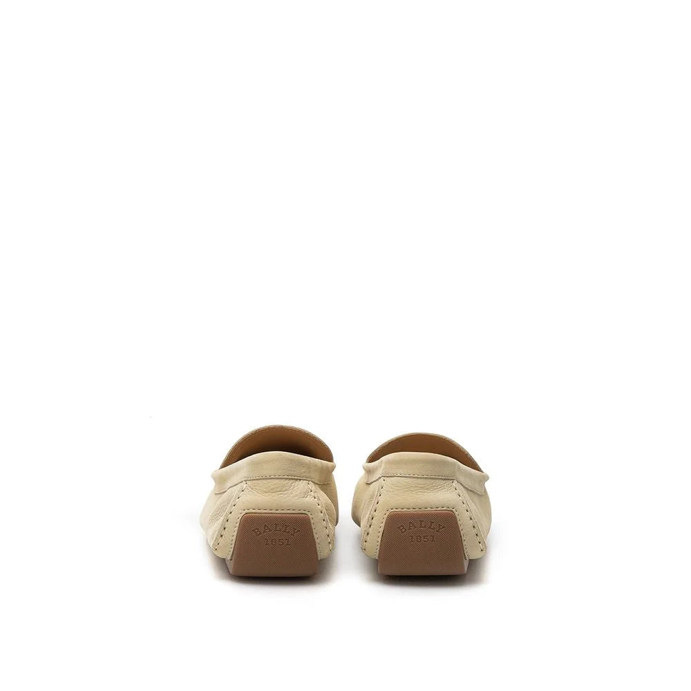 Bally Beige Leather Moccassin - Flats