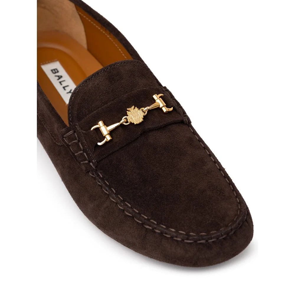 Bally Brown Leather Moccassin - Flats
