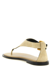 Balmain Beige Calfskin Flat Sandals - EU40/US10