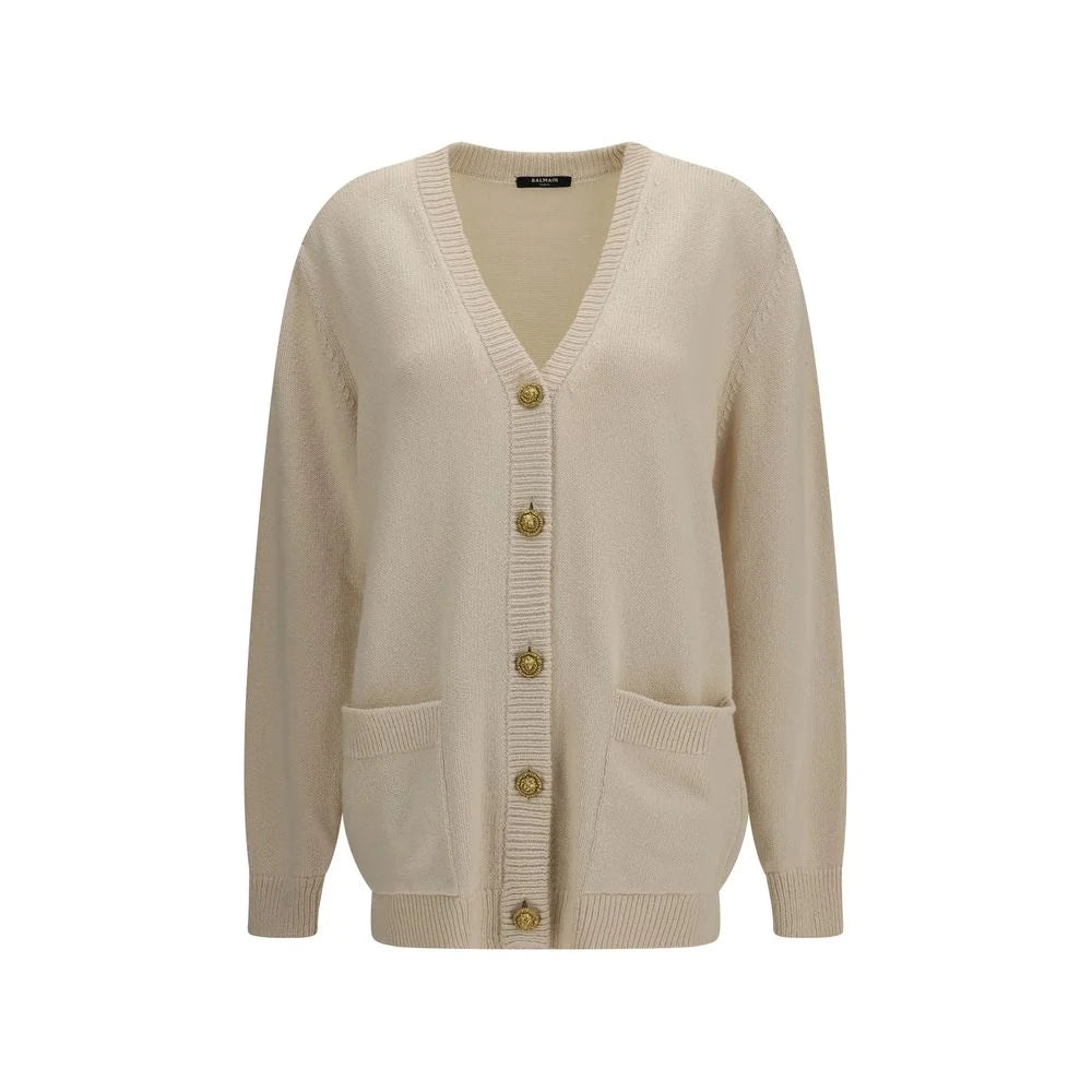 Balmain Beige Cotton Cardigan