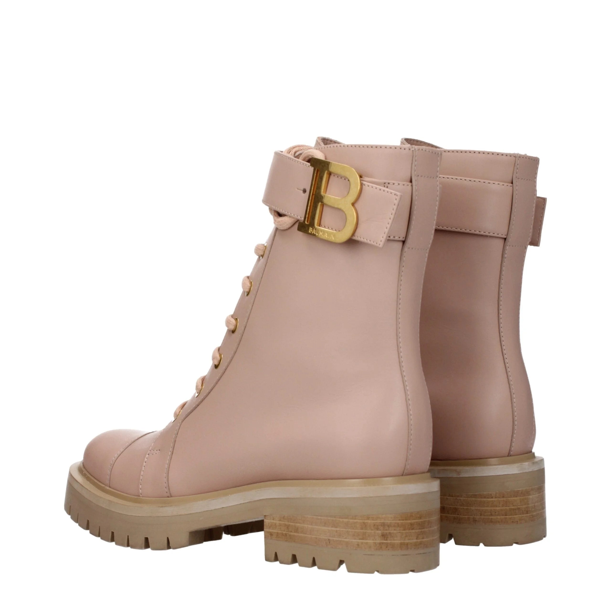 Balmain Beige Leather Ankle Boots - EU36/US6