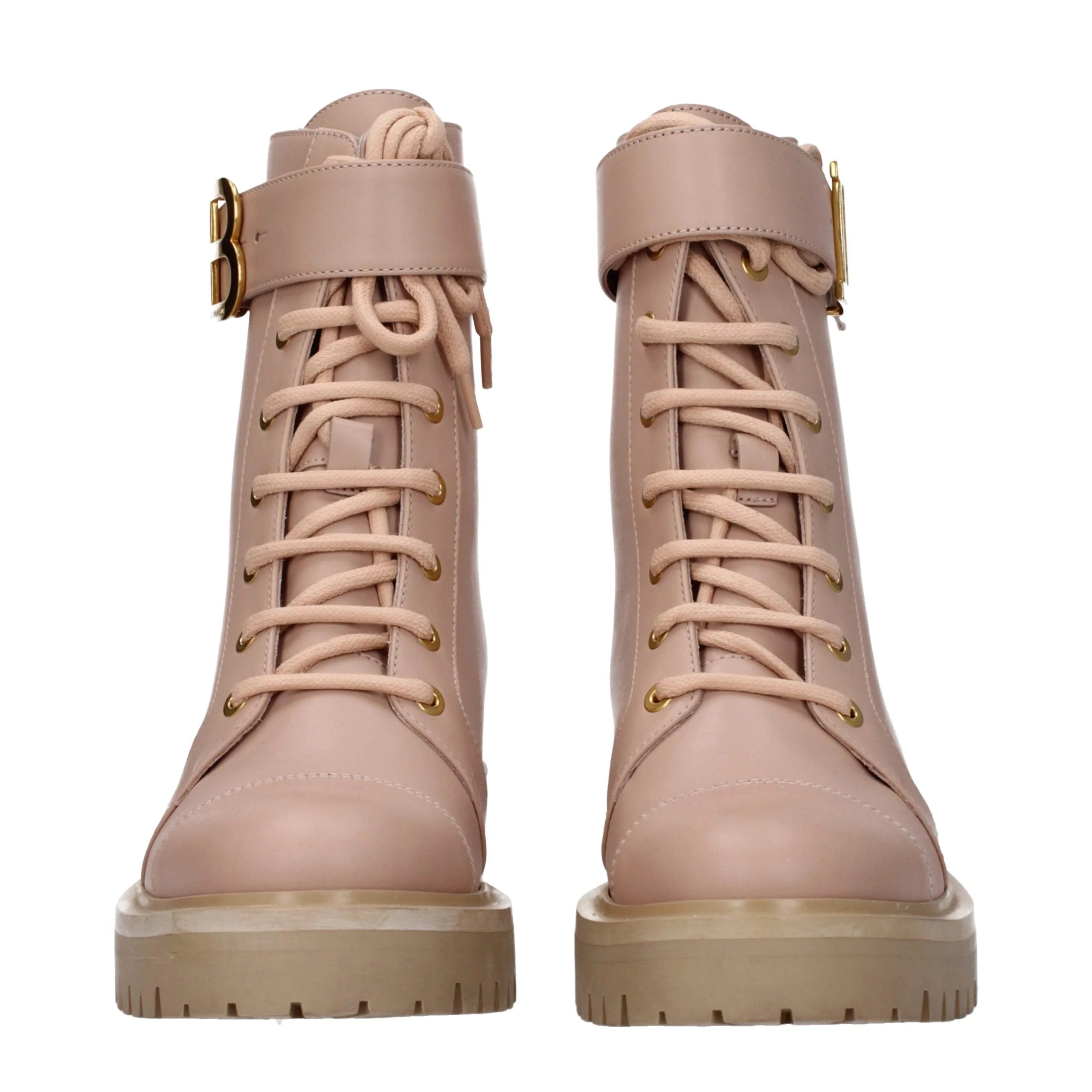 Balmain Beige Leather Ankle Boots - EU36/US6 - Boots