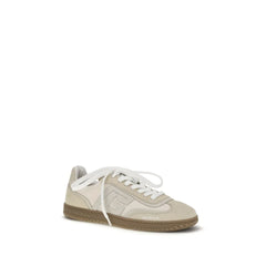 Balmain Beige Suede Leather Athletic Sneakers