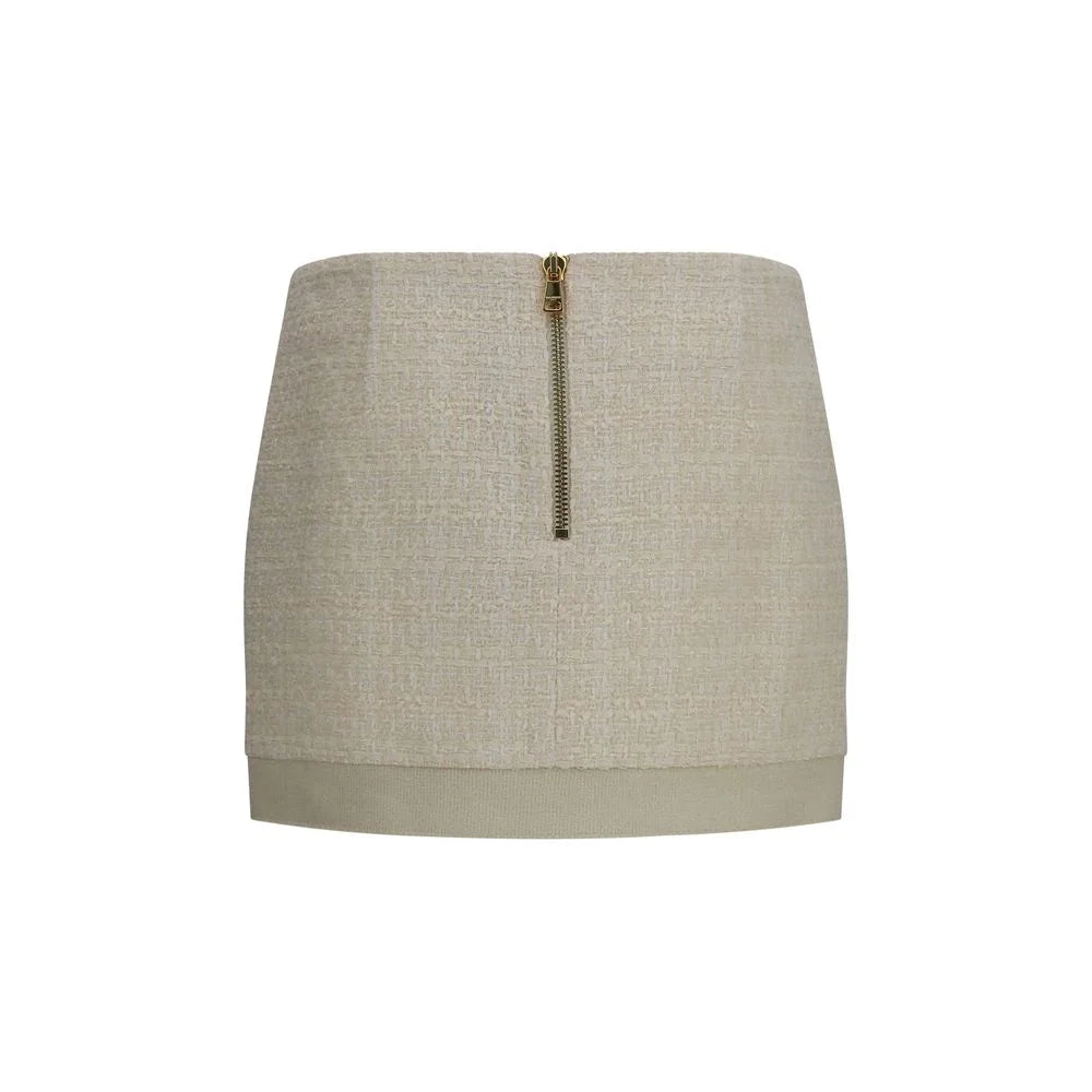 Balmain Beige Wool Oves Aries Mini Skirt