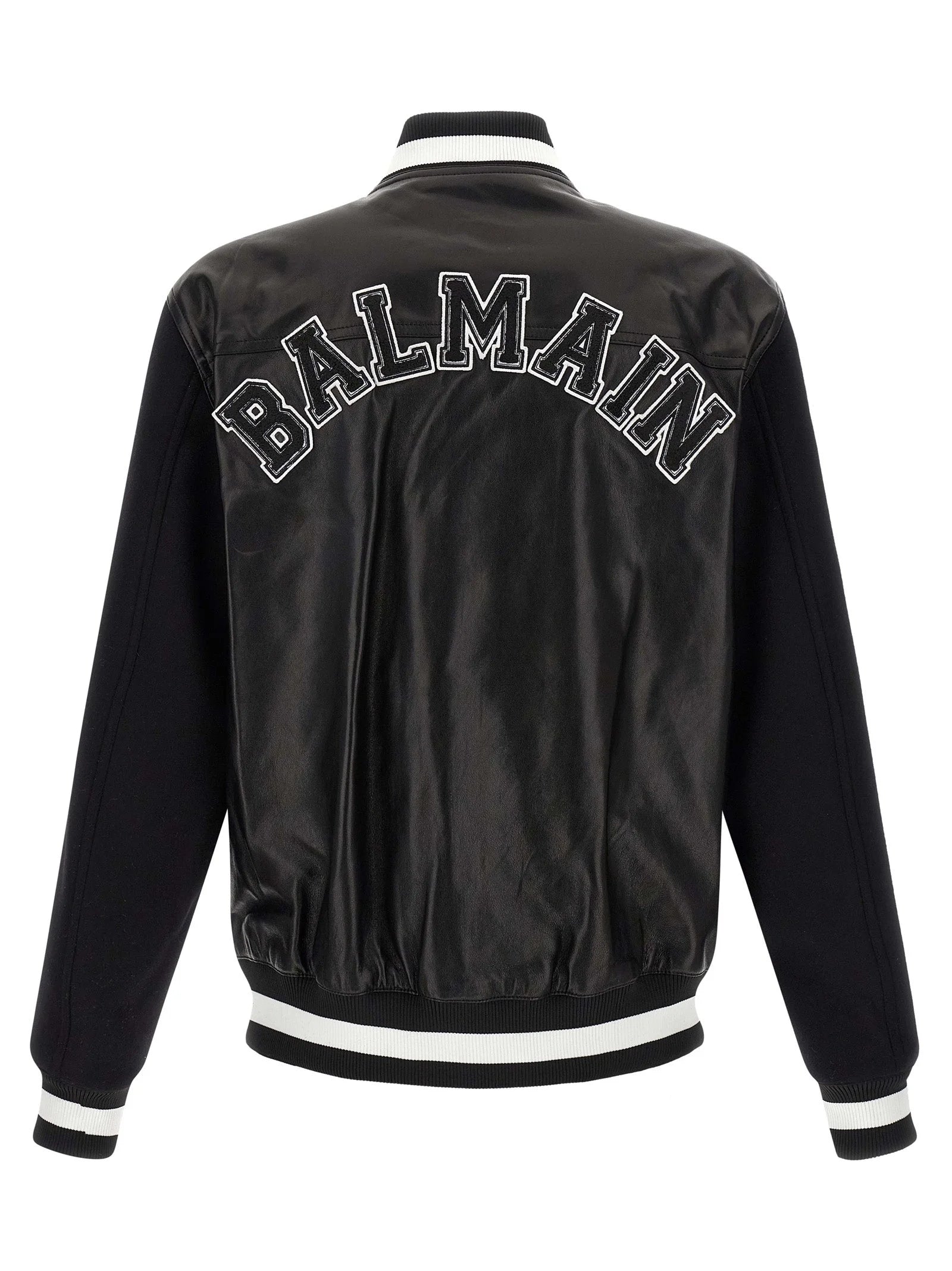Balmain Bicolor Lamb Leather Leather Jacket