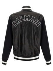 Balmain Bicolor Lamb Leather Leather Jacket