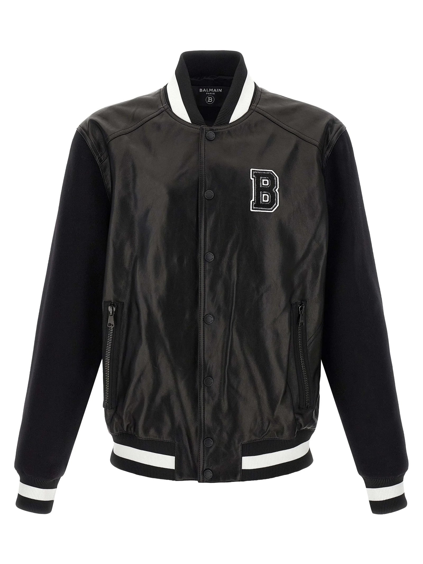 Balmain Bicolor Lamb Leather Leather Jacket