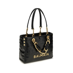 Balmain Borsa a Spalla in Pelle Vitello Nera Bos Taurus