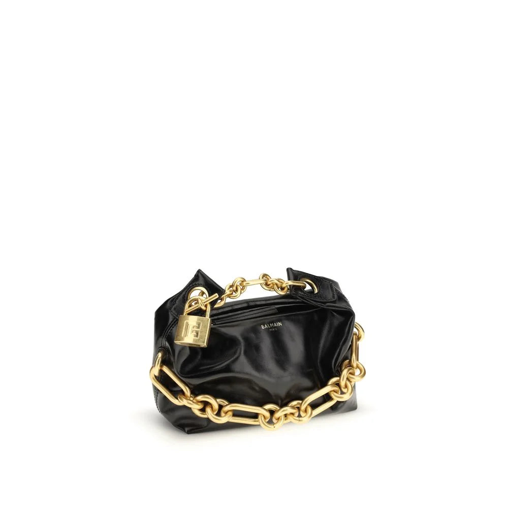 Balmain Black Calf Leather Bos Taurus Shoulder Bag
