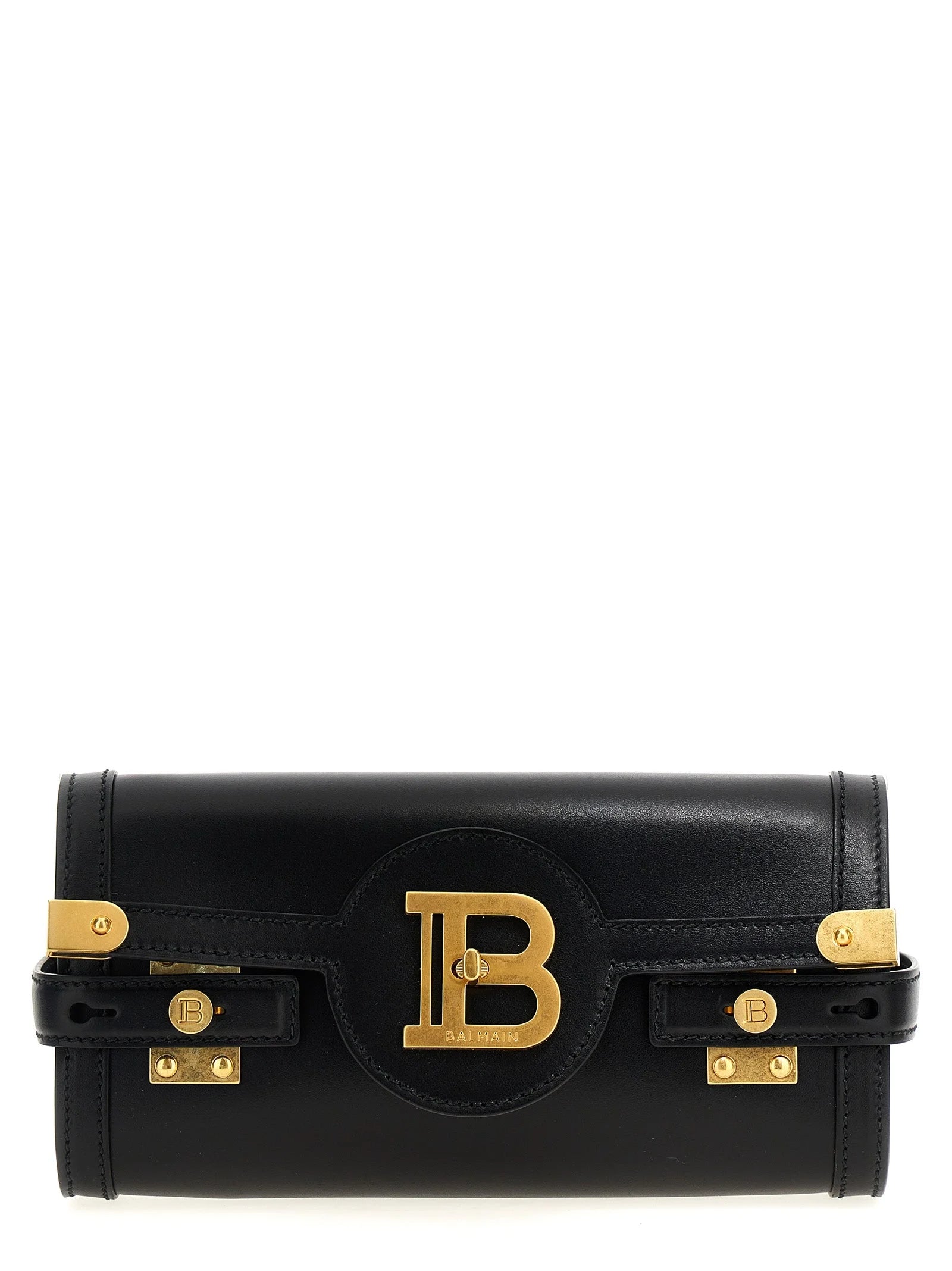 Balmain Black Calfskin Clutch Bag