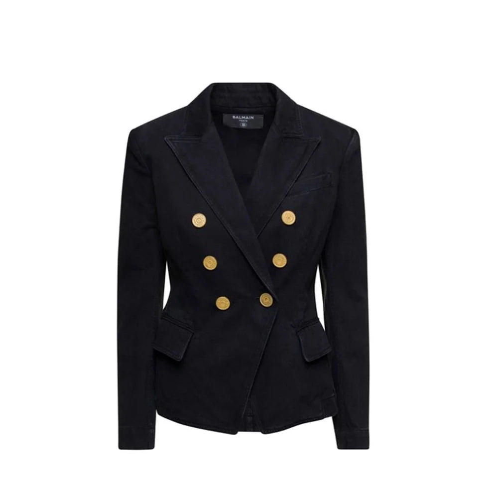 Balmain Black Cotton Blazer - 36