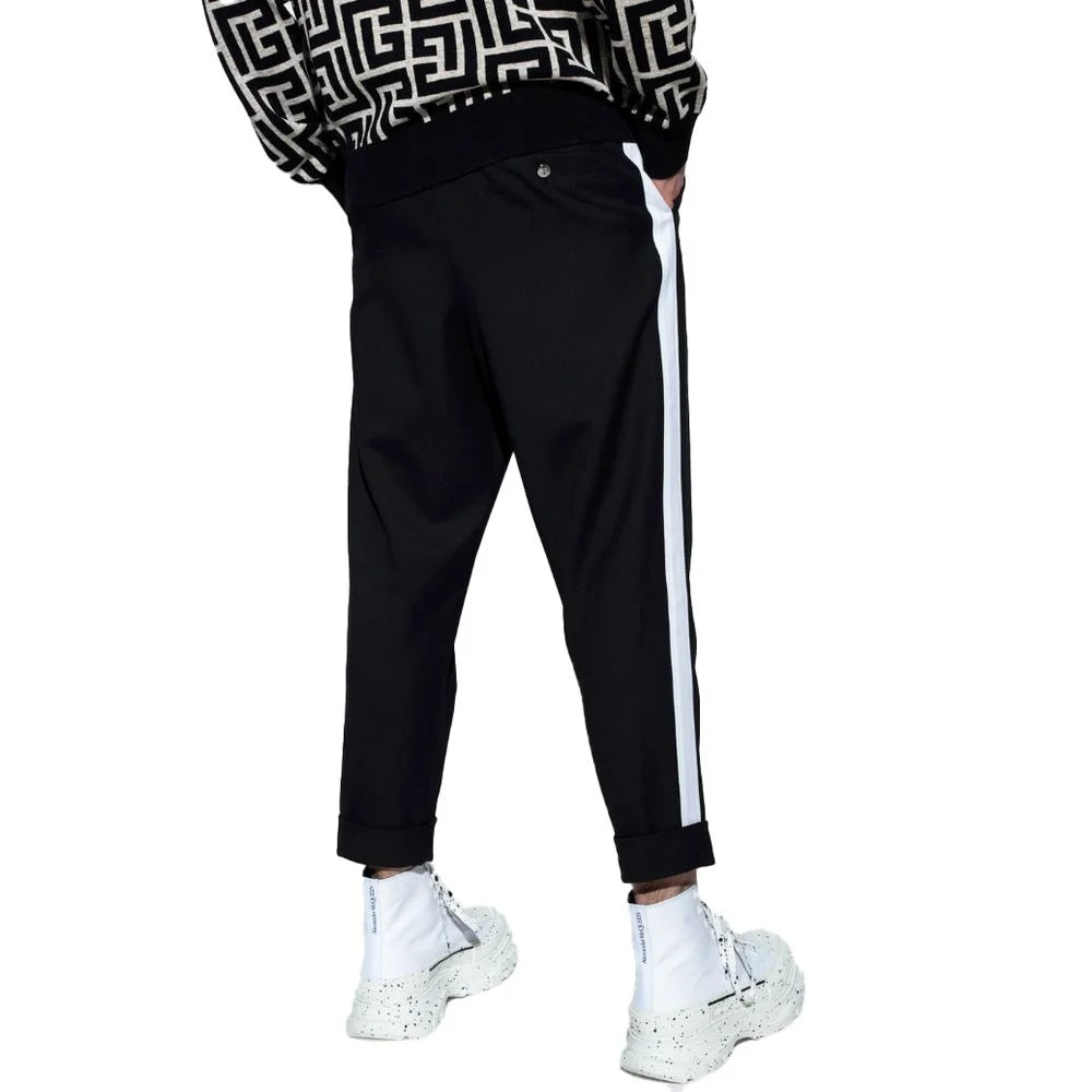 Balmain Black Cotton Men Trousers - IT54 | XXL