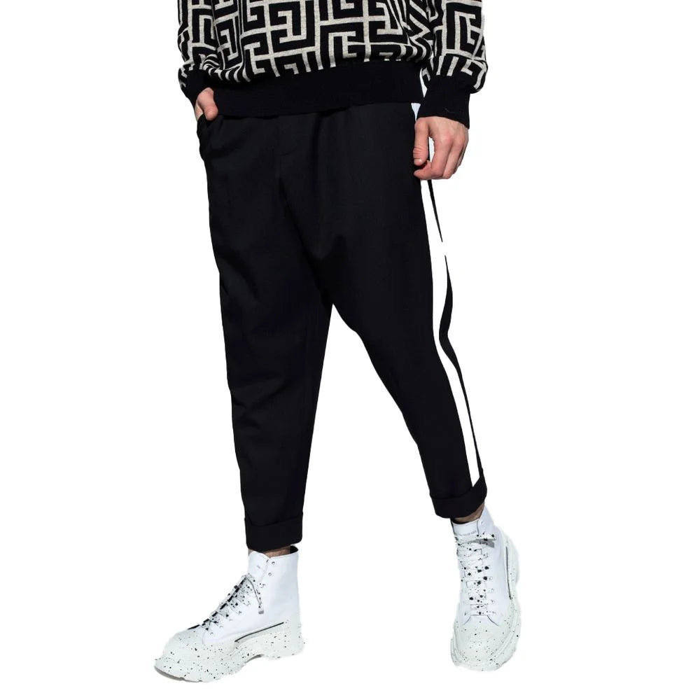Balmain Black Cotton Men Trousers - IT54 | XXL