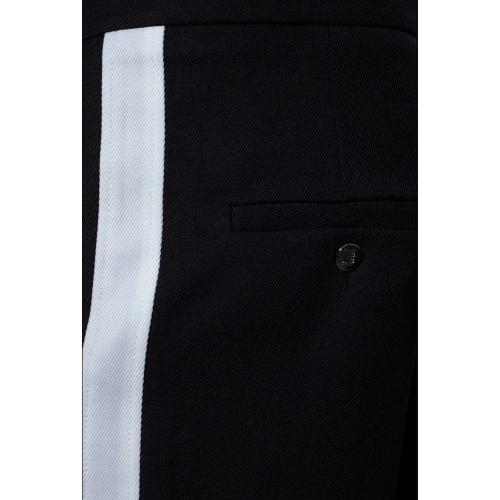 Balmain Black Cotton Men Trousers - IT54 | XXL