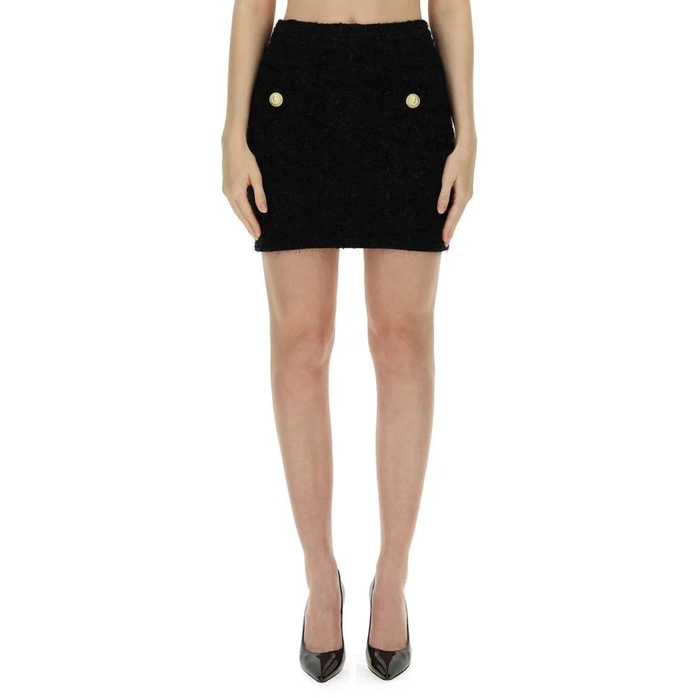 Balmain Black Cotton Mini Skirt