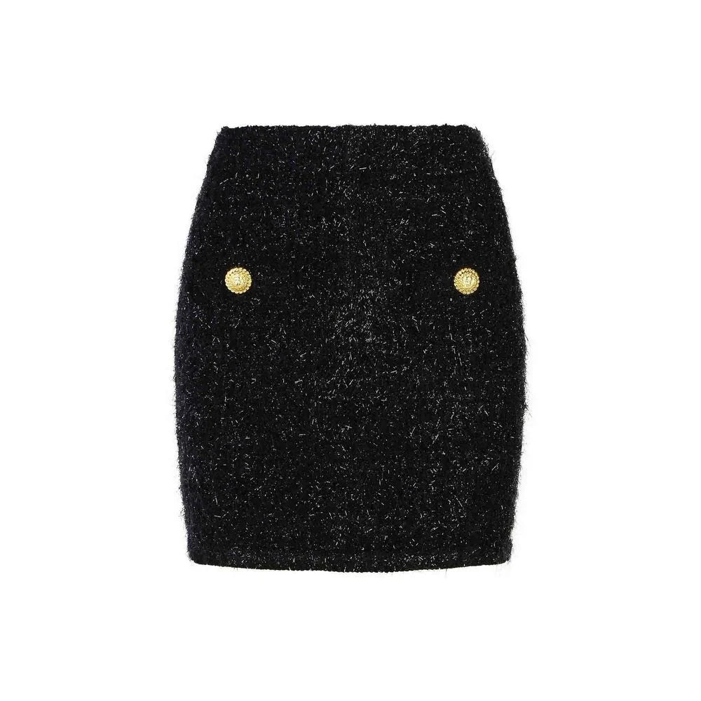 Balmain Black Cotton Mini Skirt