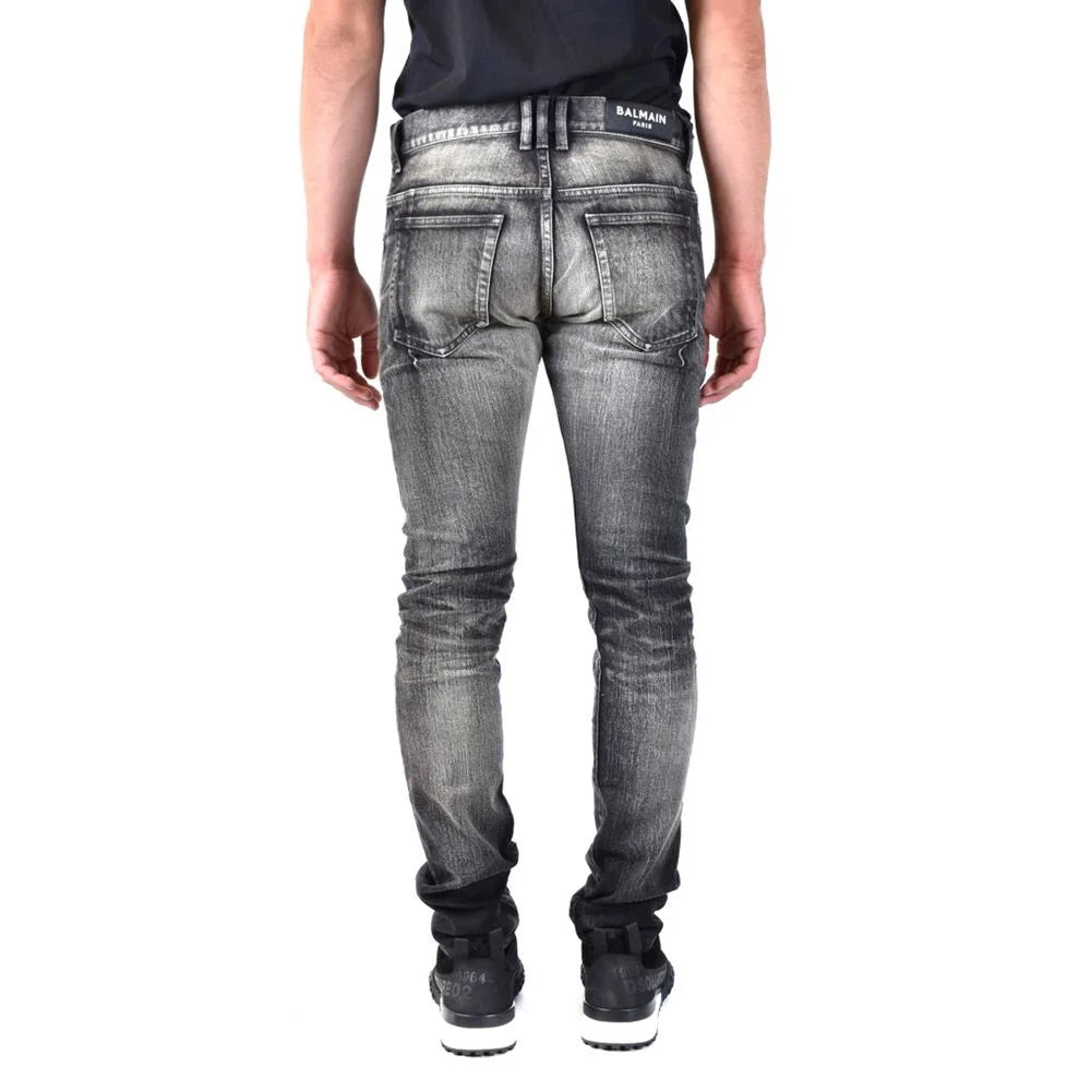 Balmain Black Cotton Skinny Jeans - W33