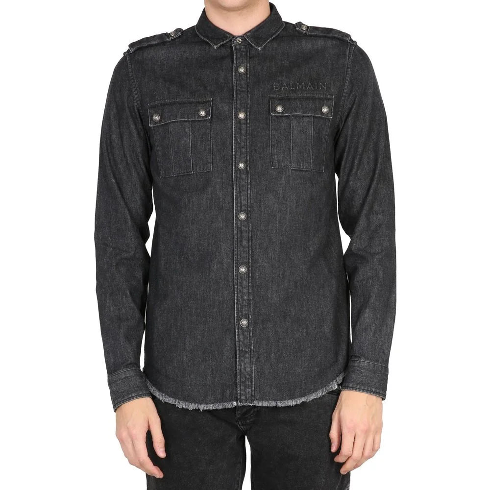 Balmain Black Denim Shirt