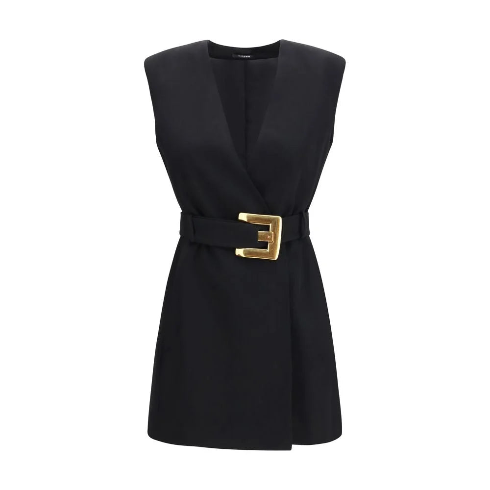 Balmain Černé letní šaty z ovčí vlny - IT38 | S