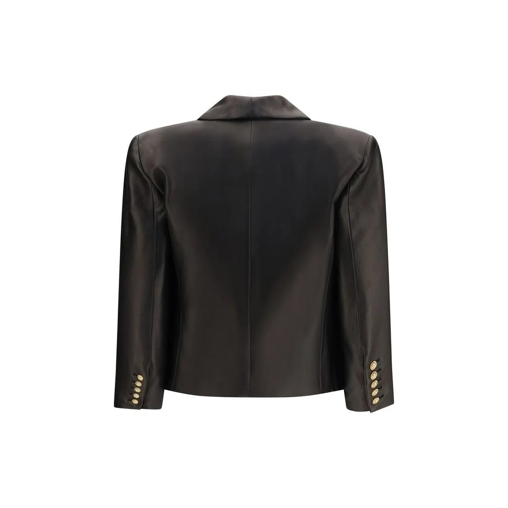 Balmain Black Lamb Ovis Aries Aries Leather Jacket - IT38 | S