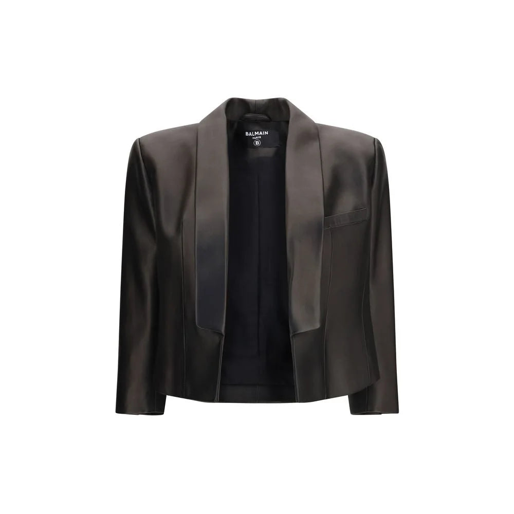 Balmain Black Lamb Ovis Aries Aries Leather Jacket - IT38 | S