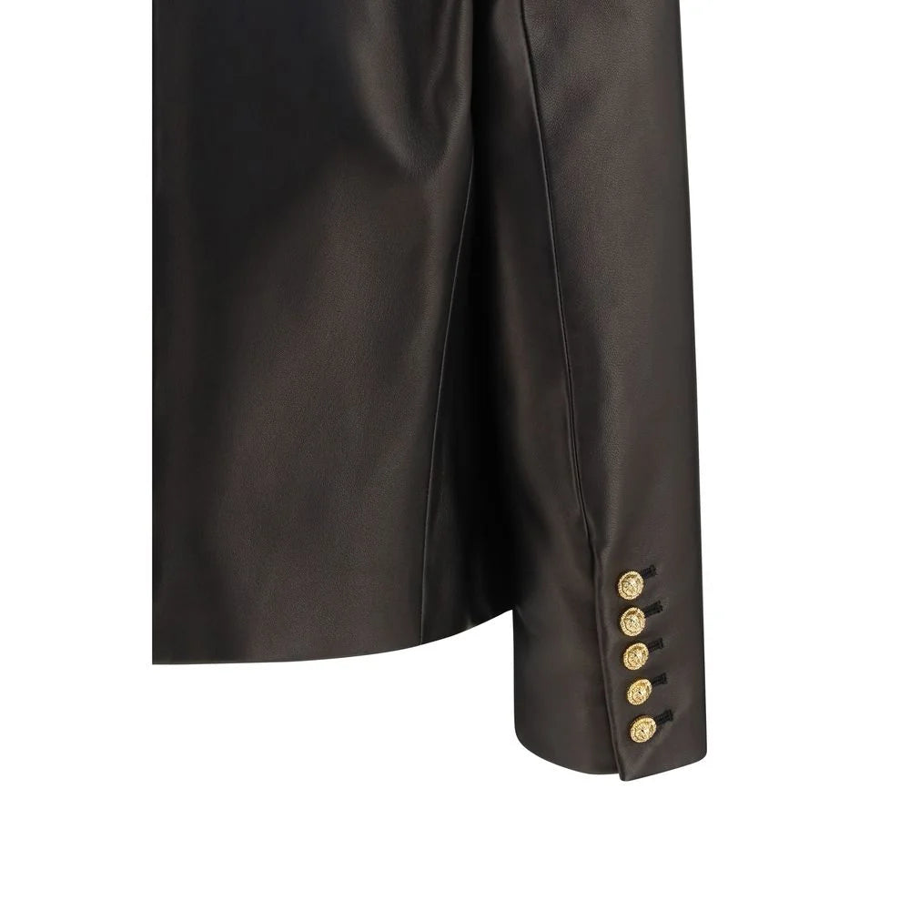 Balmain Black Lamb Ovis Aries Aries Leather Jacket - IT38 | S