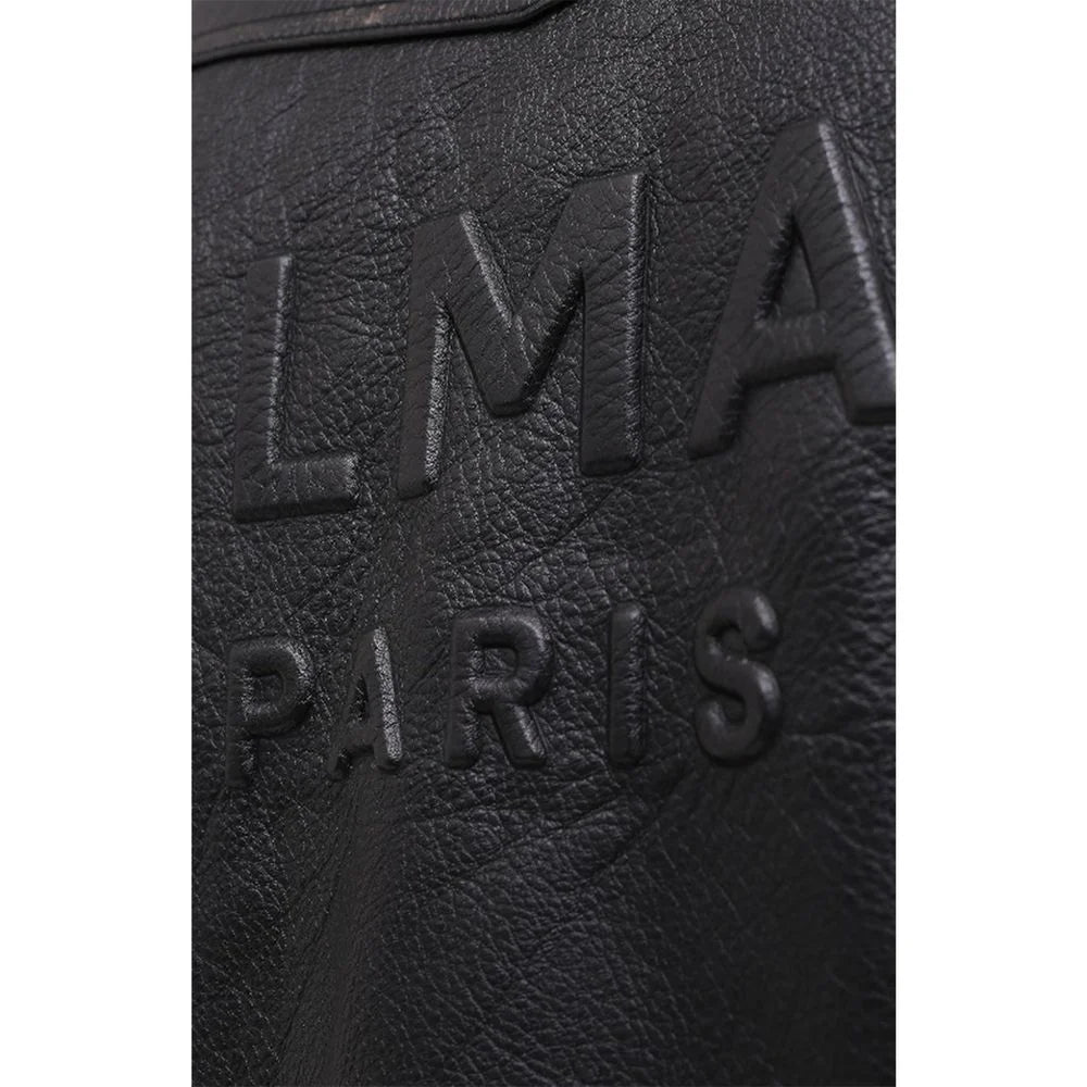 Balmain Black Leather Biker Jacket - 48 | M