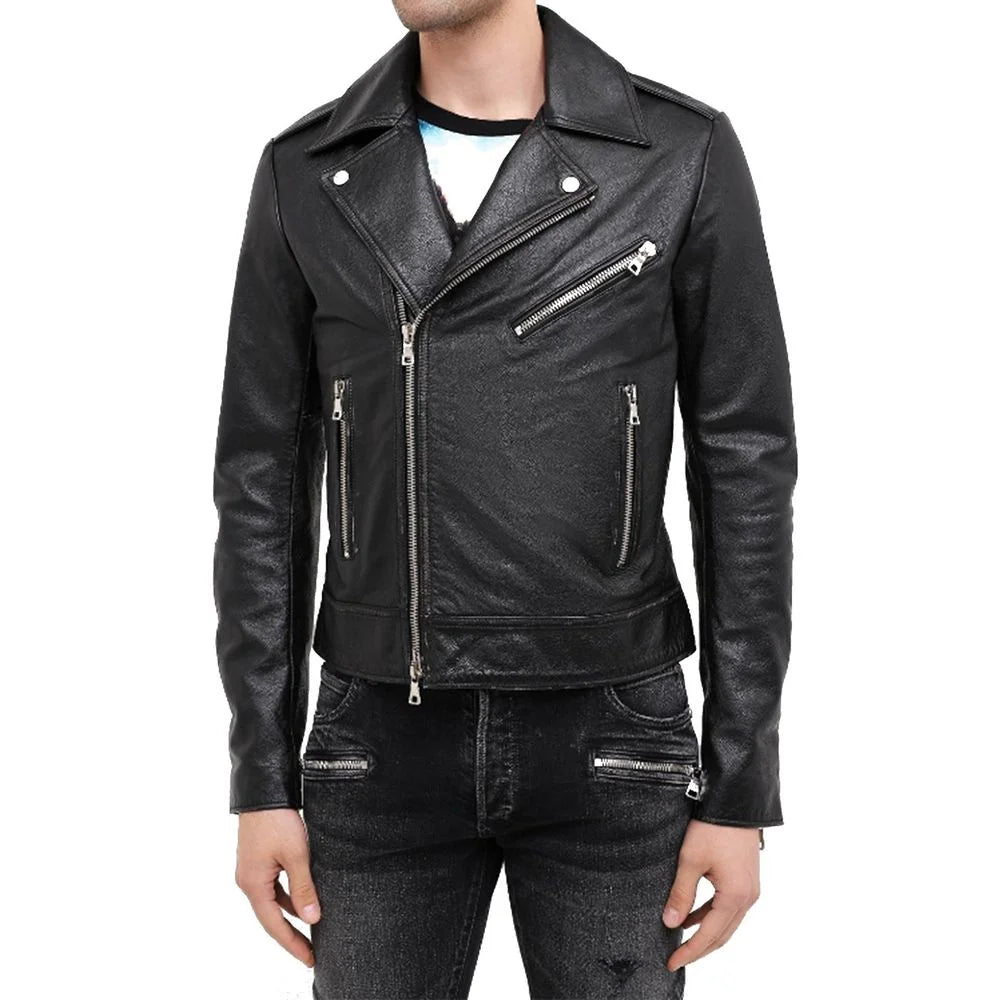 Balmain Black Leather Biker Jacket - 48 | M