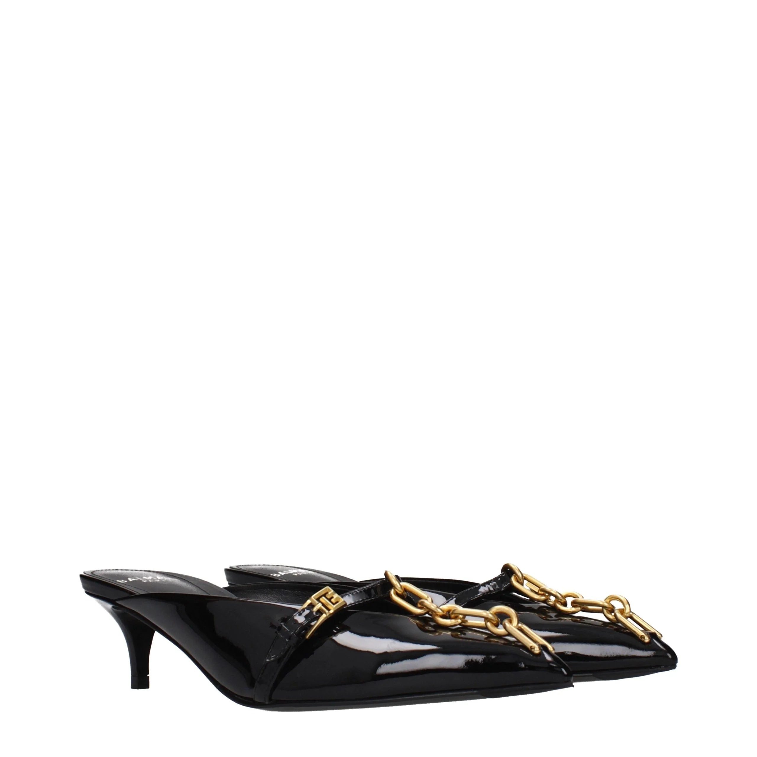 Sandálias plataforma de couro preto Balmain
