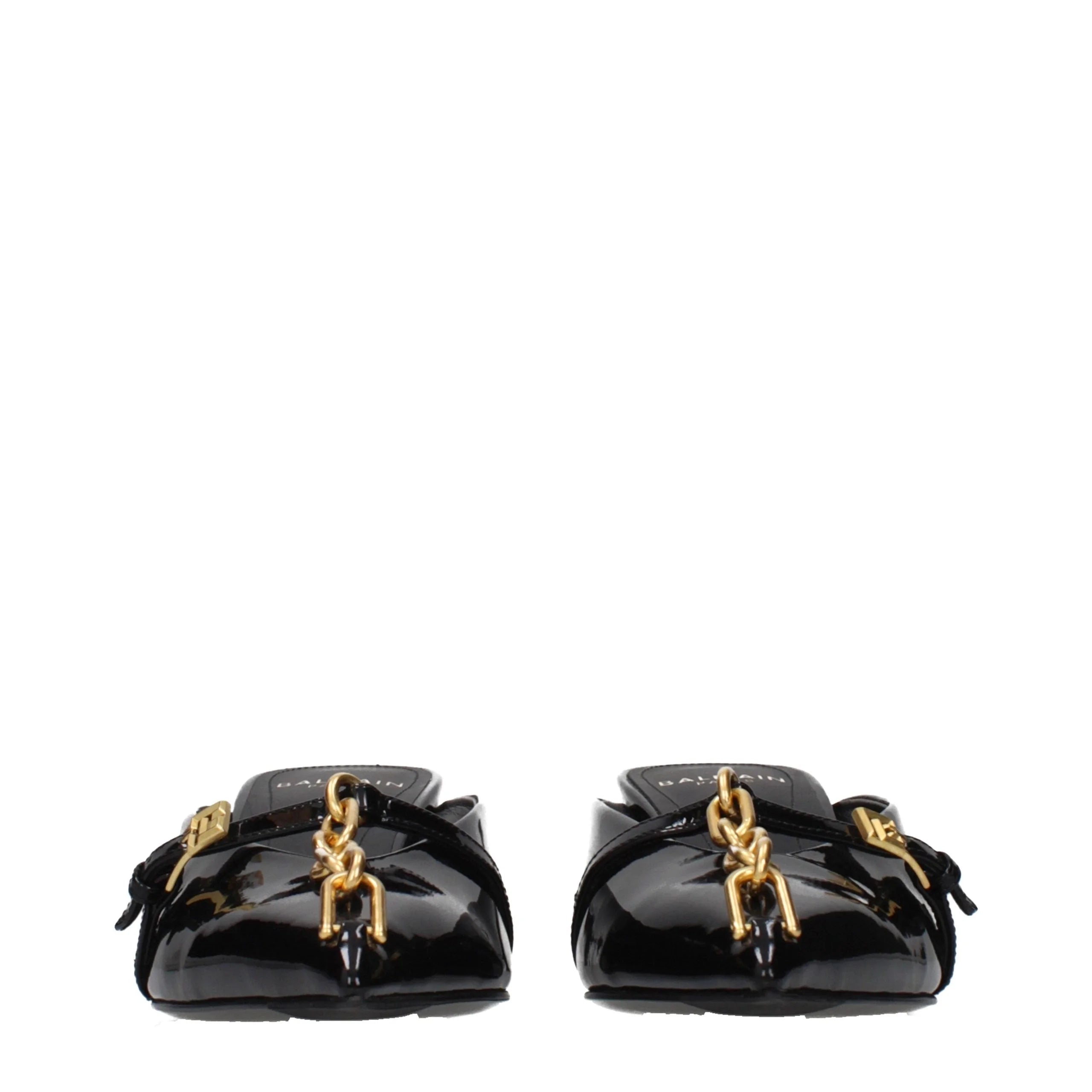 Sandálias plataforma de couro preto Balmain