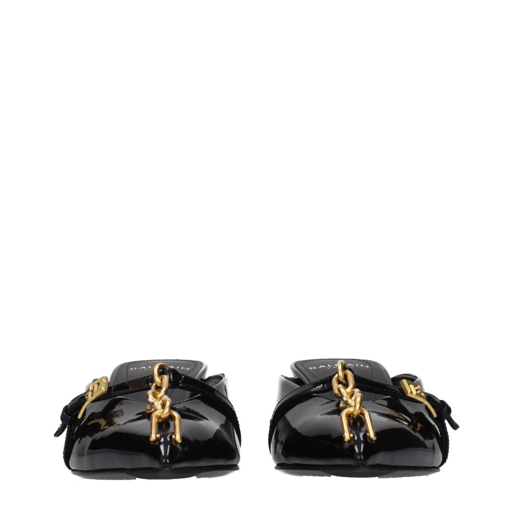 Sandálias plataforma de couro preto Balmain