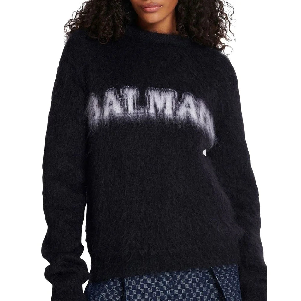 Balmain Czarny Bluet Z Mohairu - 38