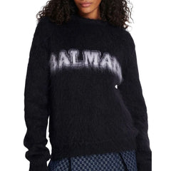 Balmain Czarny Bluet Z Mohairu - 38