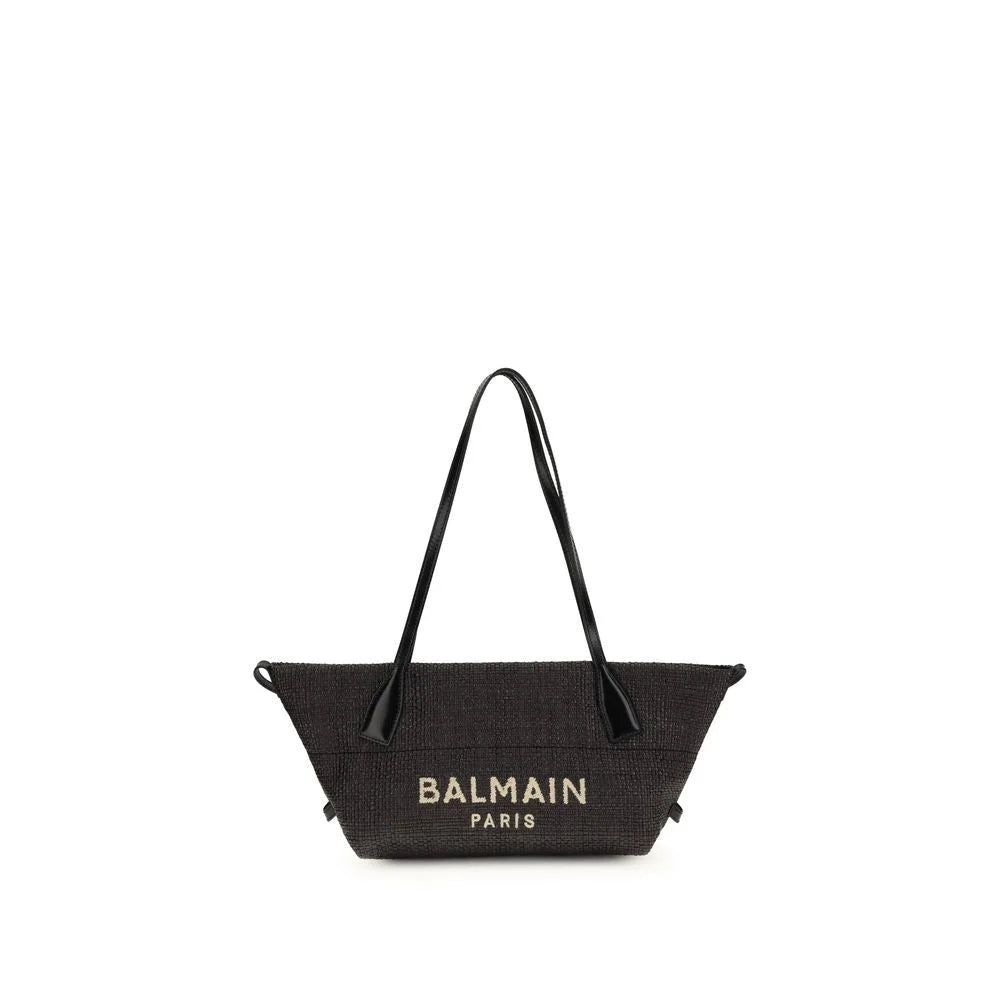 Balmain Black Raffia Shoulder Bag