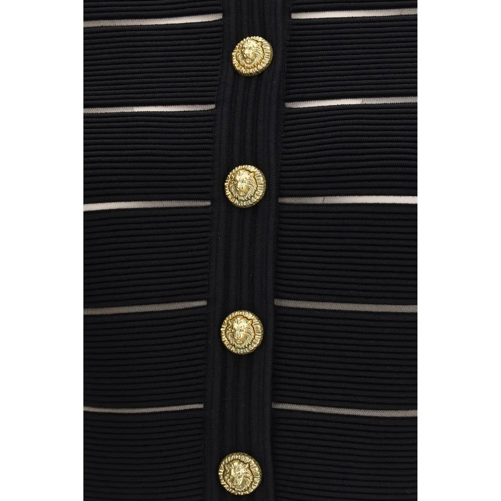 Balmain Black Viscose Cardigan