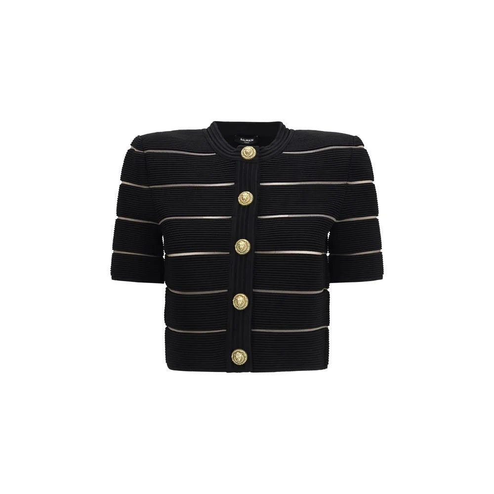 Balmain Black Viscose Cardigan