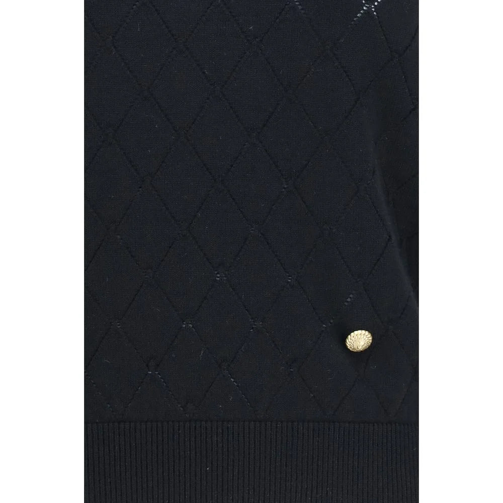 Balmain Black Wool Oves Aries Sleeveles T-Shirt