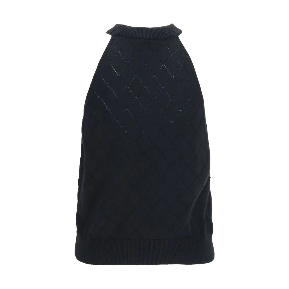 Balmain Black Wool Oves Aries Sleeveles T-Shirt
