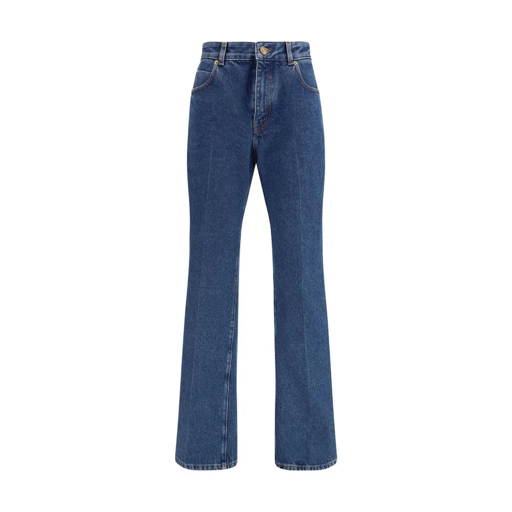 Balmain Blue Cotton Straight-Leg Jeans