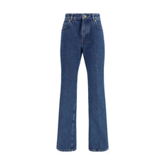 Balmain Blue Cotton Straight-Leg Jeans