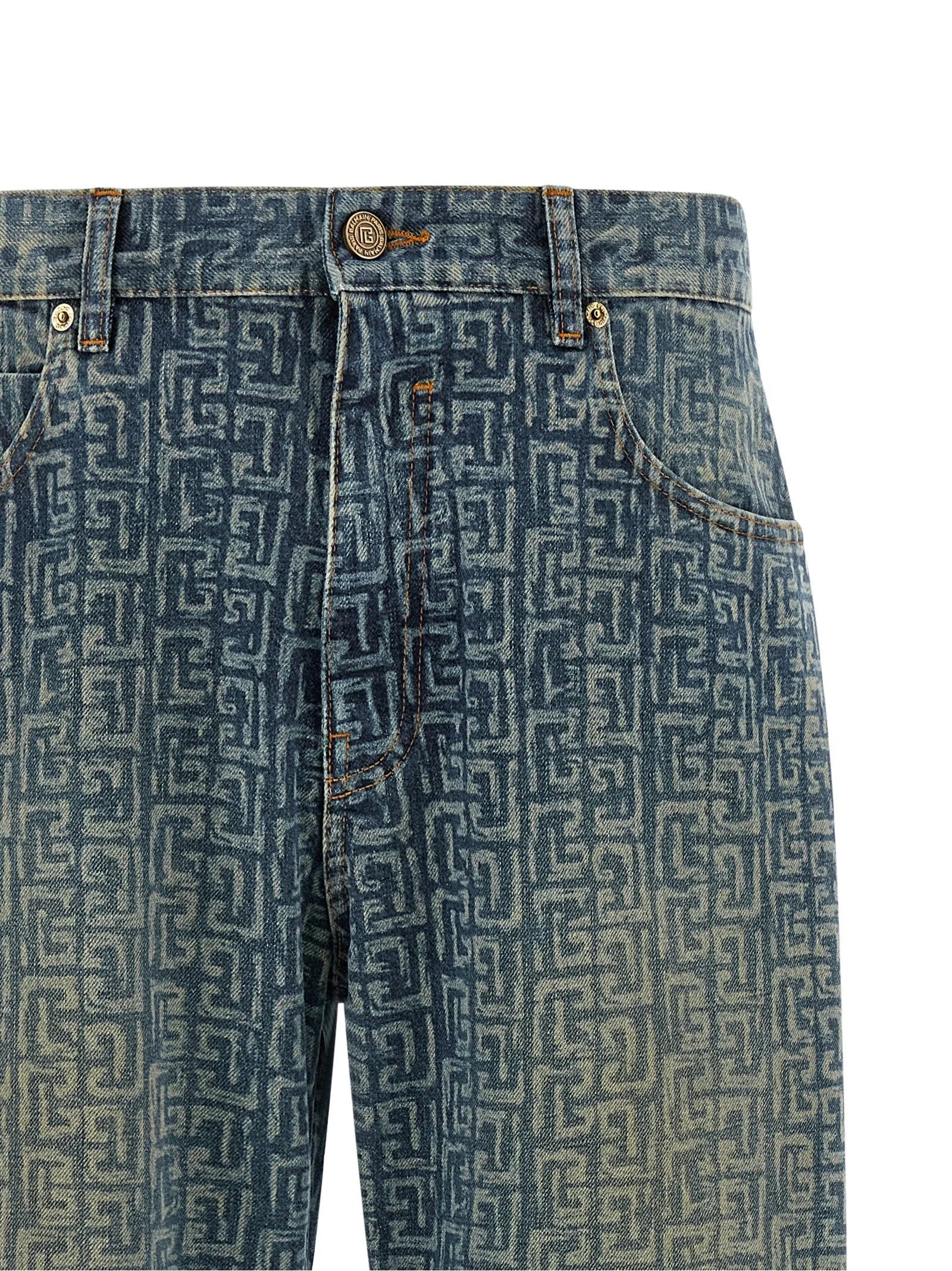 Balmain Blue Cotton Straight-Leg Jeans - W34