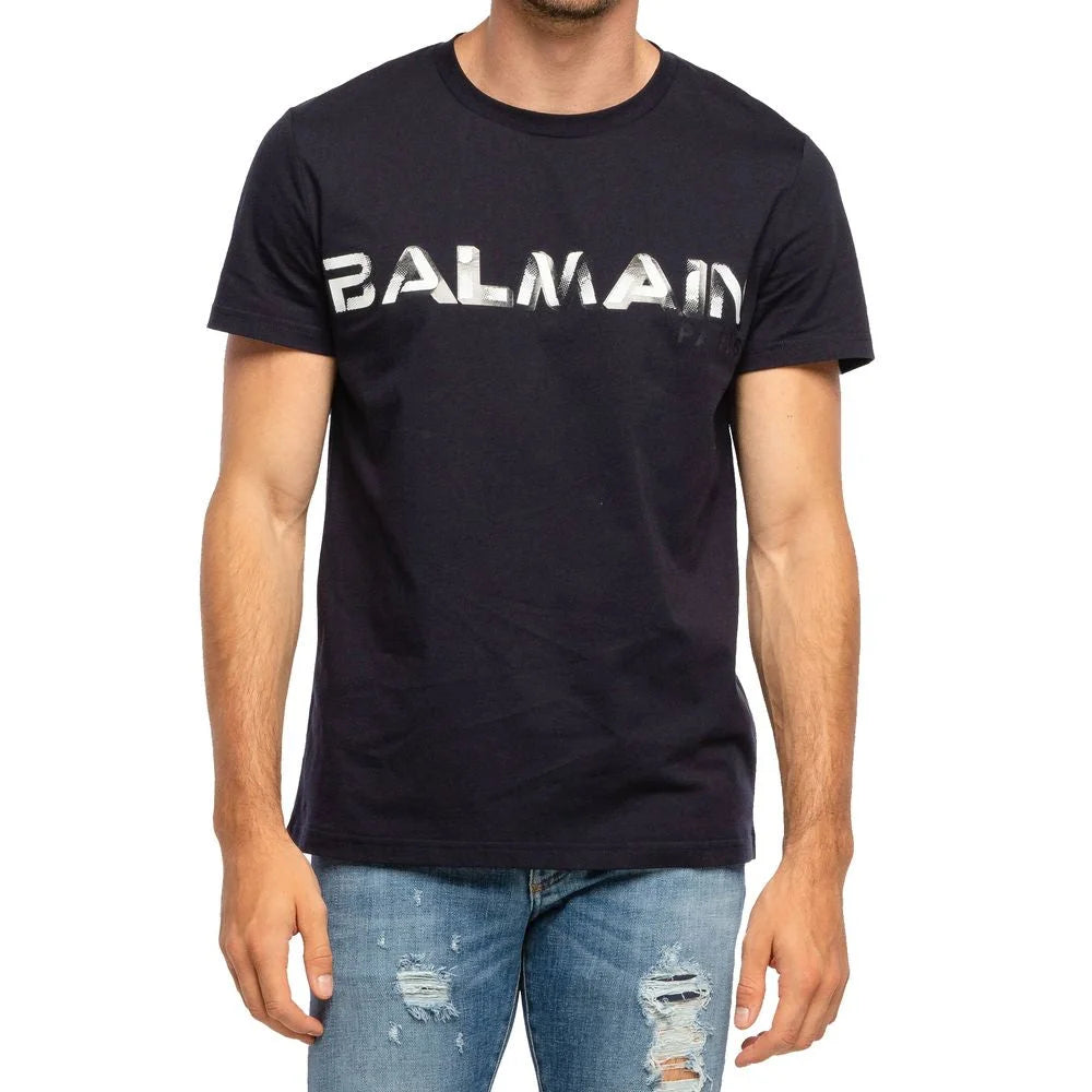 Balmain Blue Cotton T-Shirt - XS - T-Shirts