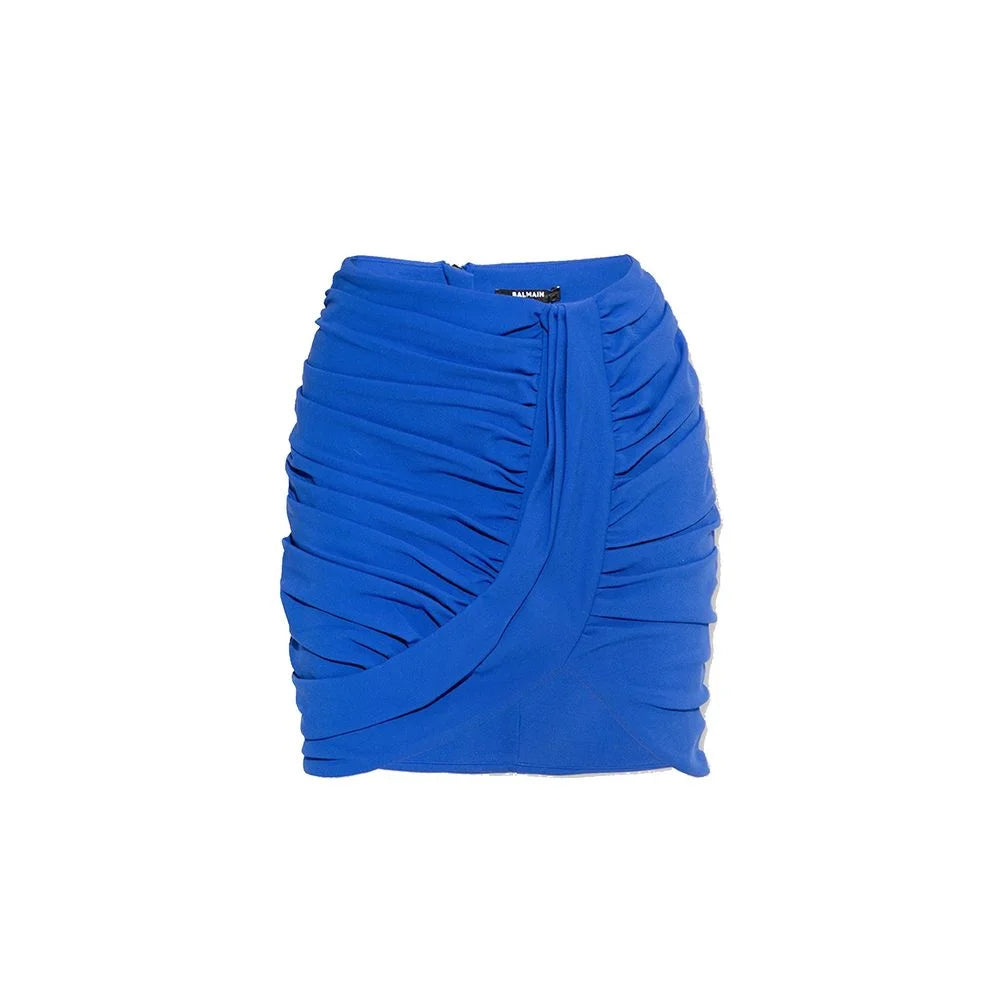 Balmain Blue Elastane Mini Skirt