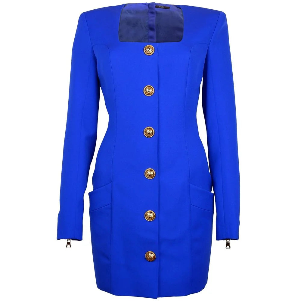 Balmain Blue Wool Dress - IT40|S - Dresses