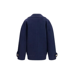 Balmain Blue Wool Oves Aries Coat - IT36 | XS