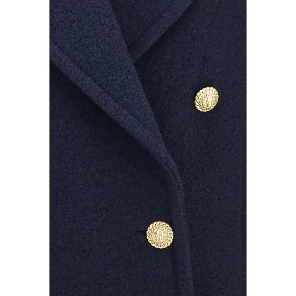 Balmain Blue Wool Oves Aries Coat - IT36 | XS